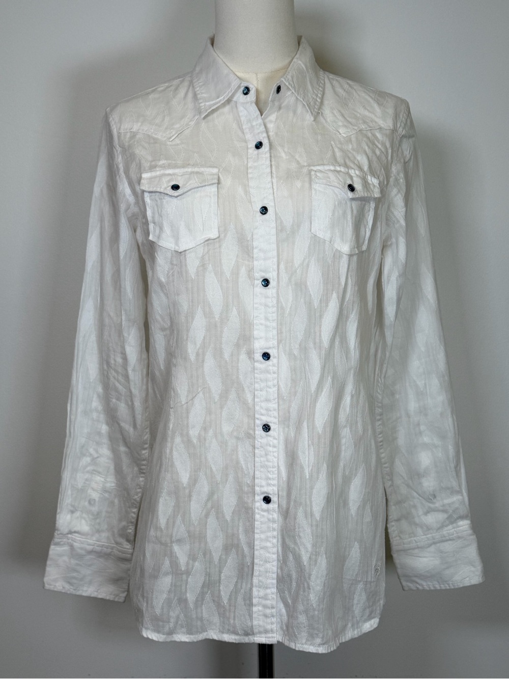 Ariat | White-On-White Pattern Western Shirt 100% Cotton Women’s Size Medium
